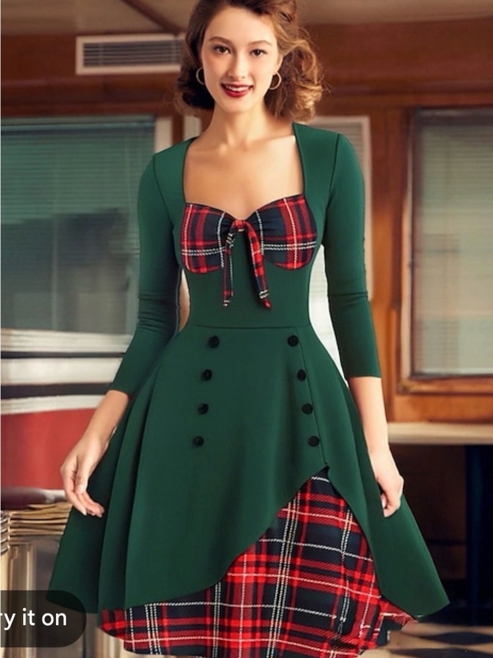 1950S SWEETHEART PLAID PATCHWORK DRESS small women’s dress vintage